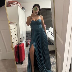 Azazie Teal Pleated Corset Dress (Brand New with Tags!)